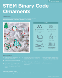 A picture of the directions for making STEM-themed ornaments.