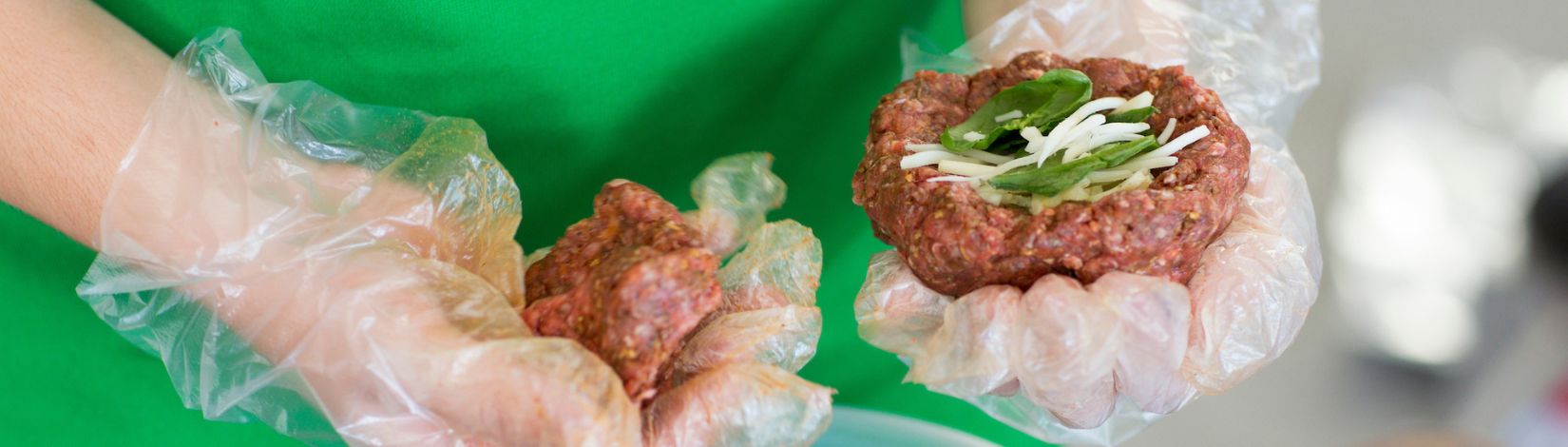 Hamburger being prepared.