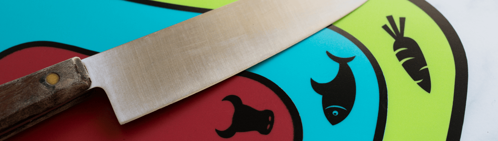 an array of task-focused cutting boards (e.g., meat, fish, poultry), and a chef's knife. [credit: uf/ifas]