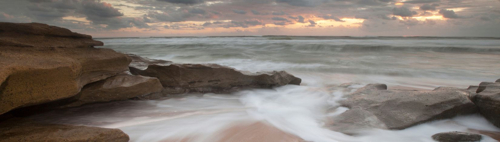 Sunrise and ocean tide at Washington Oaks State Park.