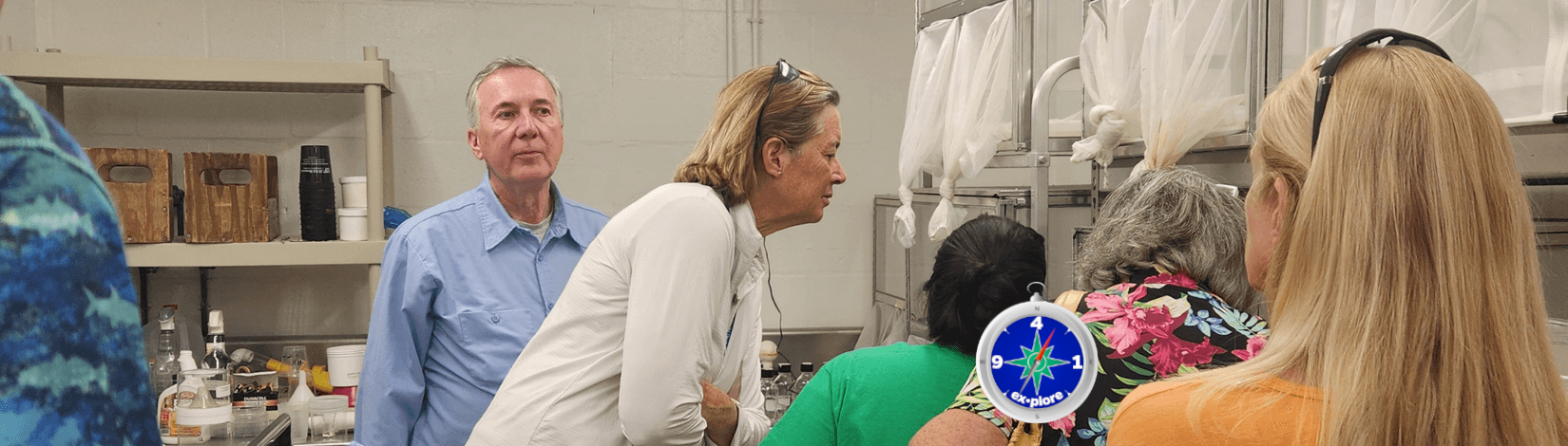 Insectary room at the Mosquito Management Services Facility, with the Sarasota County Extension "ex•plore" program icon overlaying the image