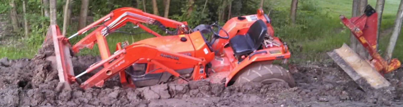 A tractor stuck in the mud
