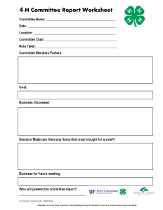 4-H Committee Report