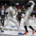 two people fencing
