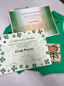 certificates of leadership presented to Josey's Mom - Cindy