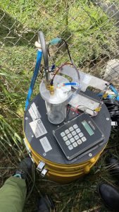 A water sampler machine with its programming instruments.