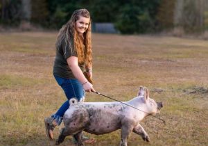 Liz Newman Competing in Swine Competition