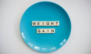 Plate with weight gain letters