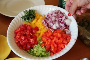 Bowl of chopped veggies