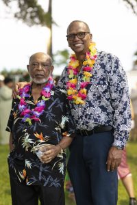 Carlton G. Davis, a UF Distinguished Professor Emeritus, with Edward Evans, director of the UF/IFAS Tropical Research and Education Center, at the 2022 groundbreaking of the Pauline O. Lawrence Student Residence on UF’s Homestead campus. The residence is named for Davis’ wife.