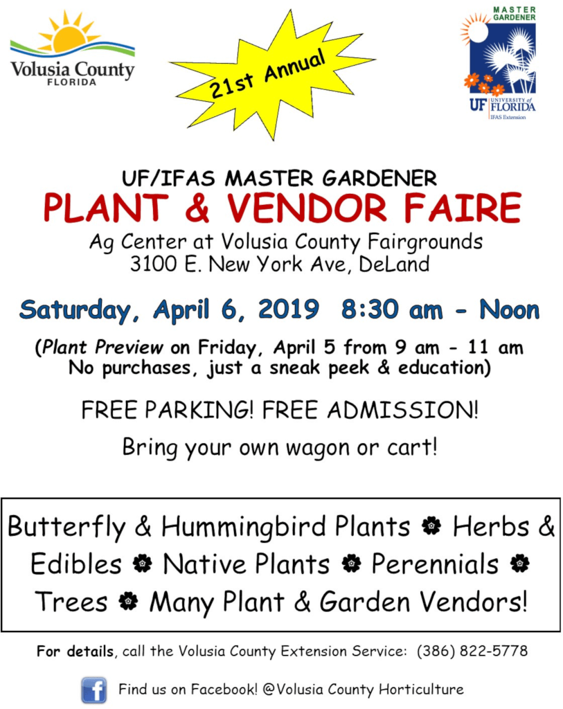 21st Annual Master Gardener Plant Faire – Saturday, April 6, 2019 - UF ...