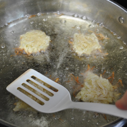 pressed potato pancakes in oil