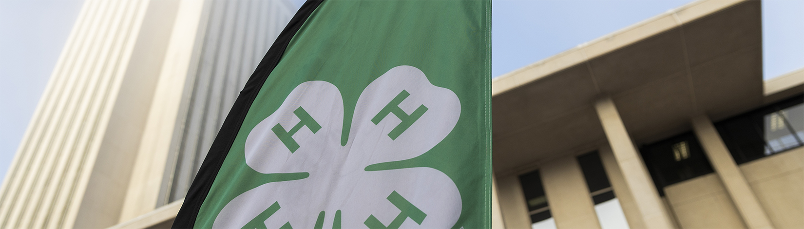 4H flag with the Florida Capitol building in the background. Photo taken 03-25-25
