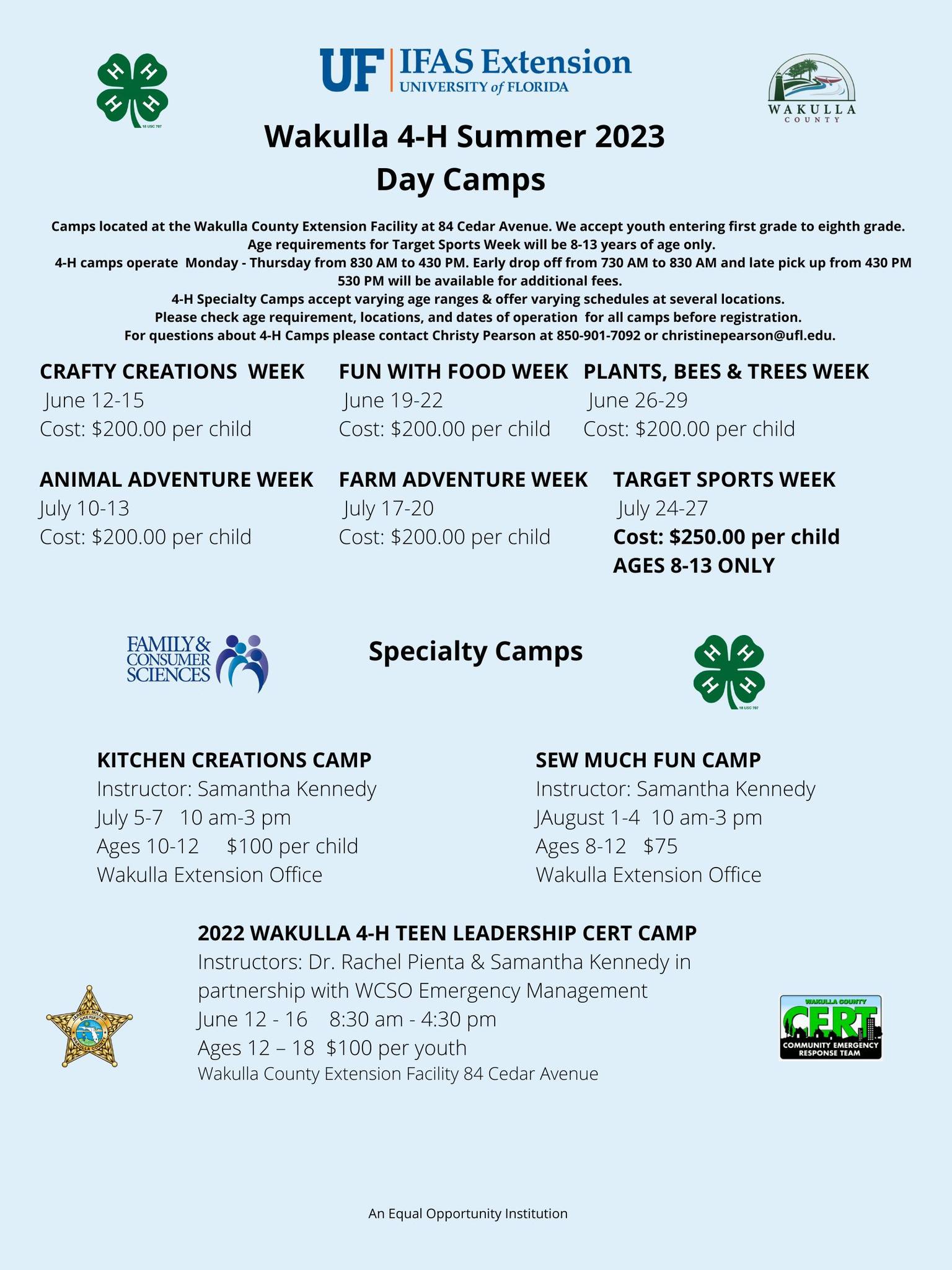 4H Summer Camp Registration is Open! Register Today! UF/IFAS