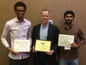 Joseph Iboyi, Dr. Mike Mulvaney, and Mahesh Bashyal at the Southern Branch American Society of Agronomy meetings.